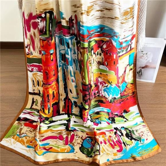 Long Silk Like Scarf Lightweight Satin Scarves Large Sunscreen Shawl Wrap for - Picture 6 of 7